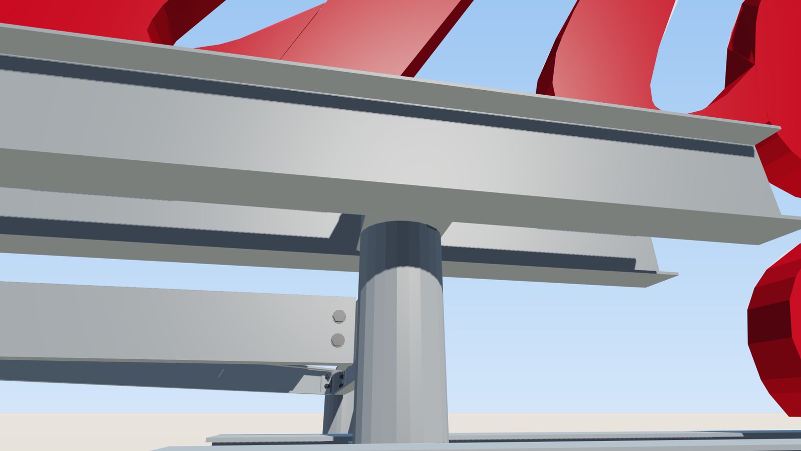 A beam-to-column joint shown in colour, as presented to the client