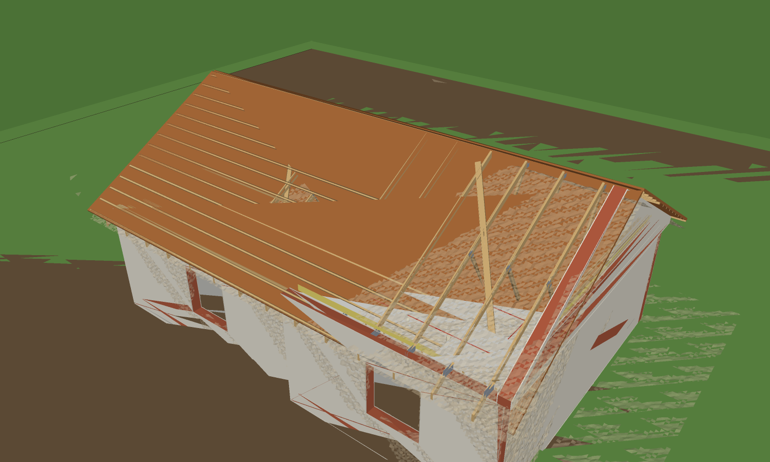 A house built from an iPad scan, standing on the see-through scan it was read from